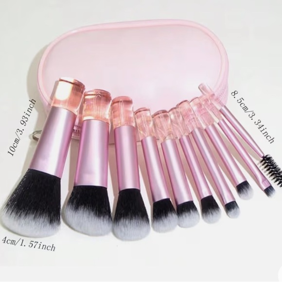 NWT No Label 10pc Makeup Brush Set with Travel Bag - Picture 5 of 9